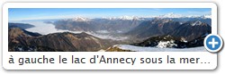  gauche le lac d'Annecy sous la mer de nuages, au centre la Tournette  droite les Aravis et le Mont-Blanc