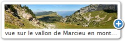 vue sur le vallon de Marcieu en montant au col de Bellefont, au centre le Mont-Blanc